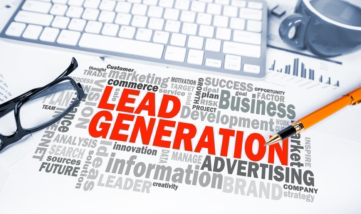 lead generation concept word cloud on office scene
